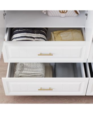 1Pc MDF L-Shaped 4-Door Storage Corner Wardrobe Cabinet