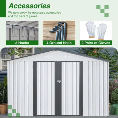 Streamdale Galvanized Steel Outdoor Storage Shed, Lockable, 119"x98
