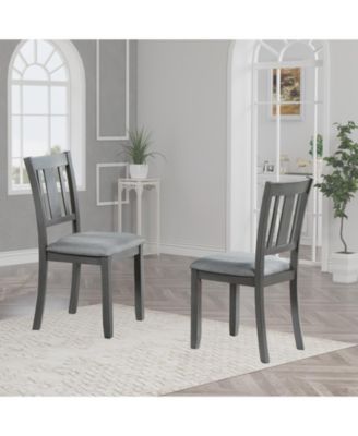Wooden Dining Chairs Set of 4, Kitchen Chair with Padded Seat, Upholstered Side Chair for Dining Room, Living Room, Gray