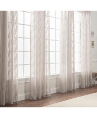 Premium Waves Voile Sheer Curtains - 2-Panel Light Filtering Curtains for Living Room, Bedroom, Kitchen - 52" x 108" - Beige
