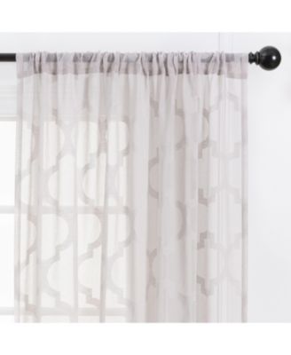 Premium Quatrefoil Voile Sheer Curtains - 2-Panel Light Filtering Curtains for Living Room, Bedroom, Kitchen - 52" x 84" - Sage