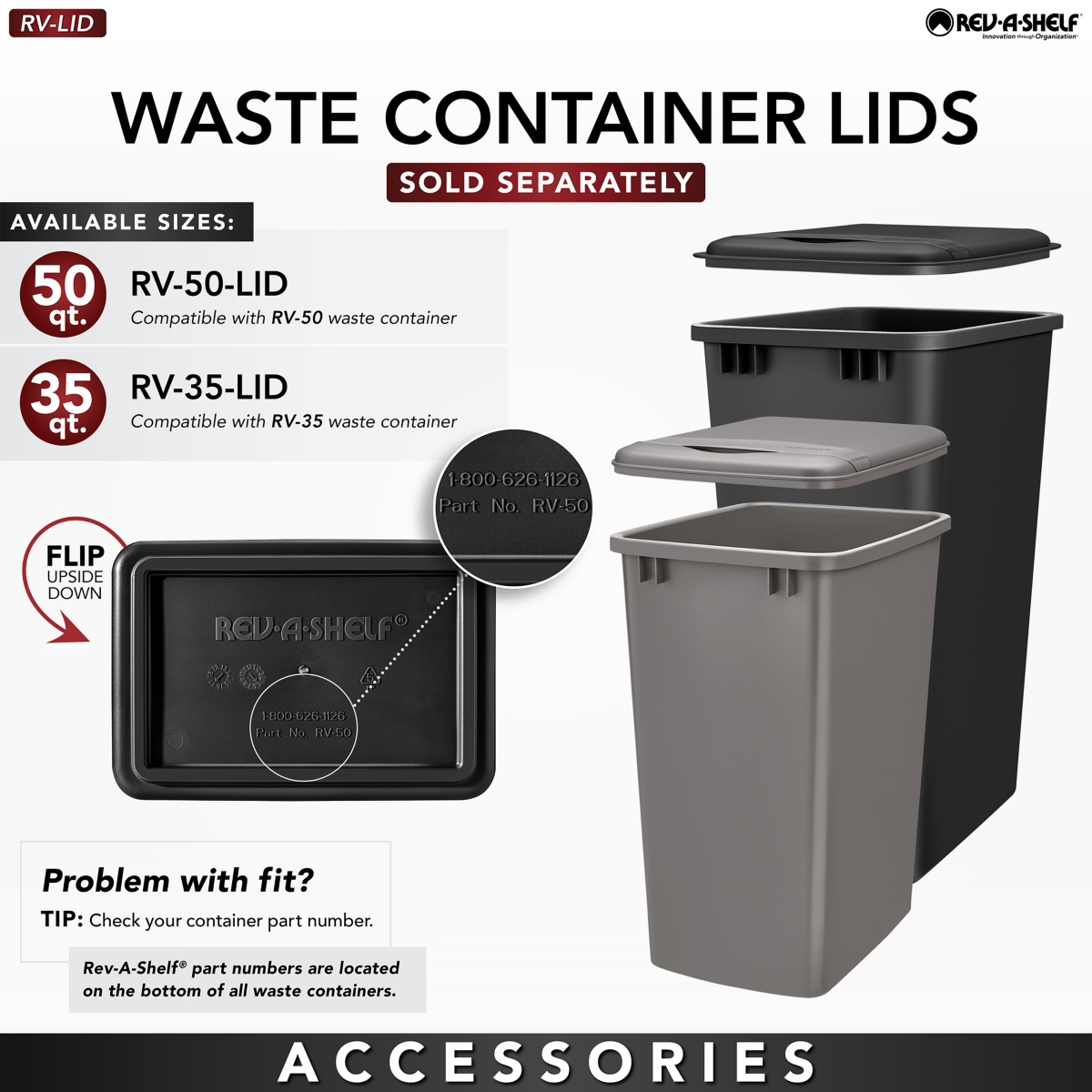 Rev-a-Shelf Double Pullout Trash Can 35 qt. with Soft-close, 53WC-1835SCDM-212