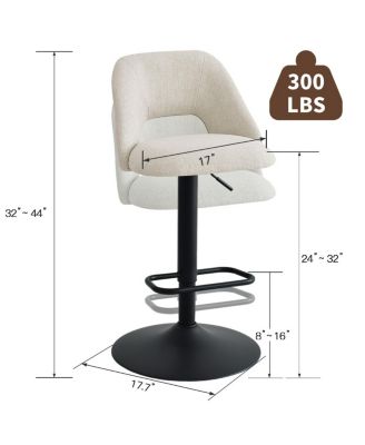 2-Pc. Fabric 360° Swivel Adjustable Barstools
