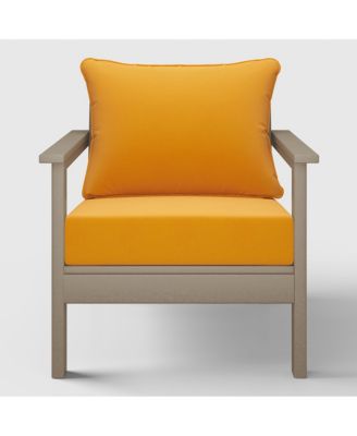 Outdoor Modern HDPE Patio Weathered Wood Club Chair with Deep Seat Cushions