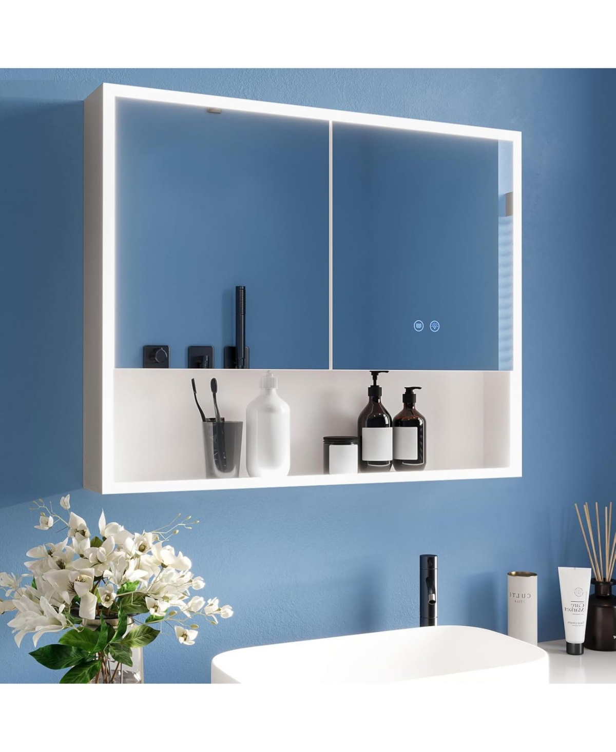 Medicine Cabinets for Bathroom,Medicine Cabinet Mirror,Recessed or Wall Mounted Medicine Cabinets,Lighted Medicine Cabinet,Dimmer and Anti-Fog