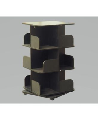 3-Tier Revolving Bookcase Bookshelf, Media Storage Cabinet, Natural