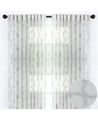 Premium Panel Moroccan Embroidered Design Textured Sheer Curtain Panels for Windows Living Room Bedroom Kitchen Office Curtains and Drapes