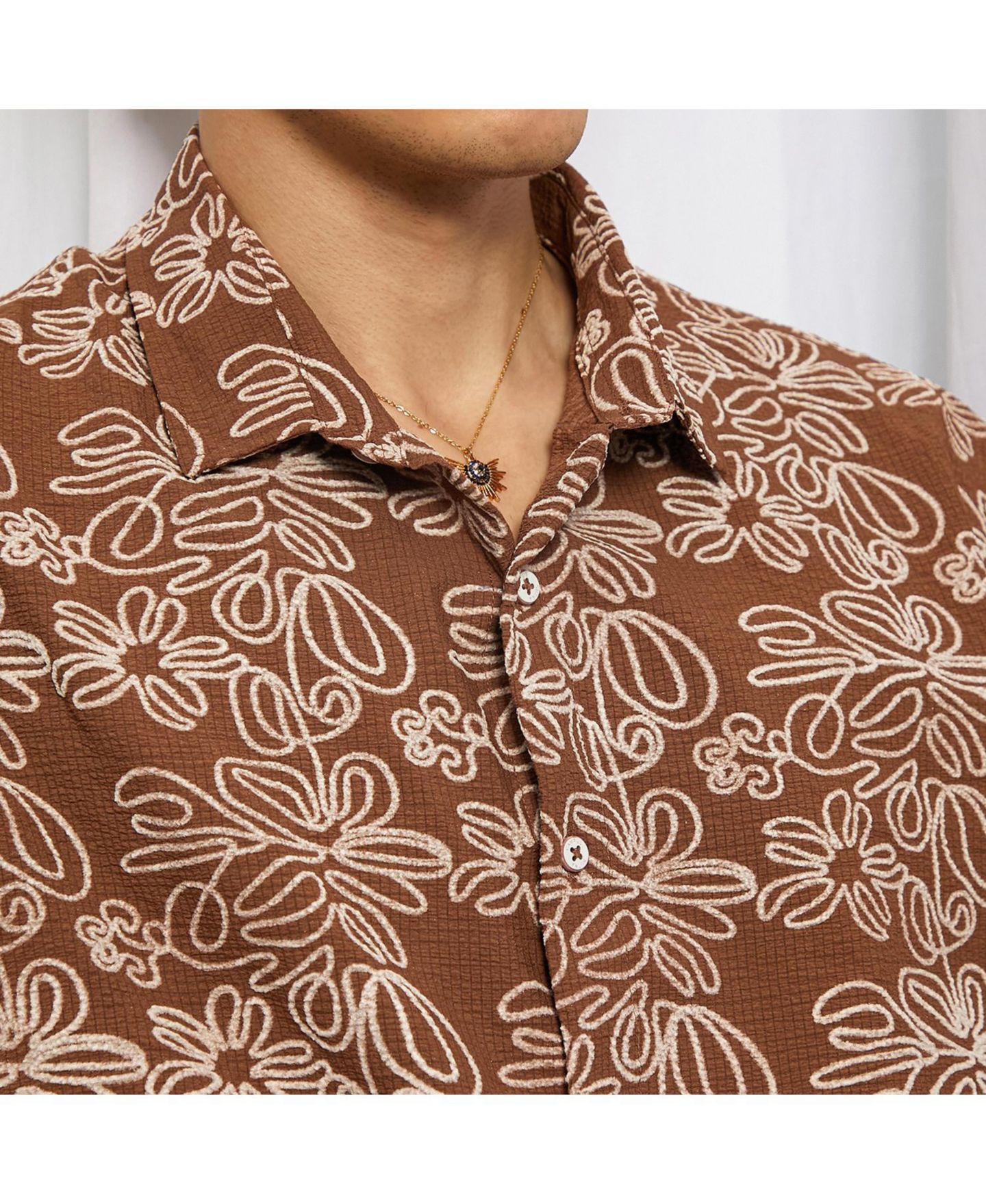 Мужская рубашка Cahoot Lined Halo-Striped, цвет: Коричневый — фото 2