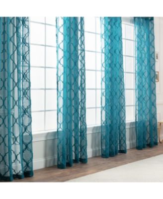 Premium 2-Panel Faux Linen Shimmer Textured Sheer Curtain Panels