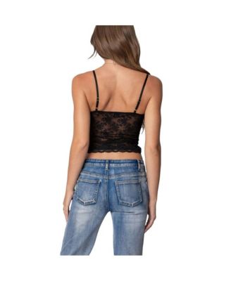 Womens Cami Sheer Lace Tank Top