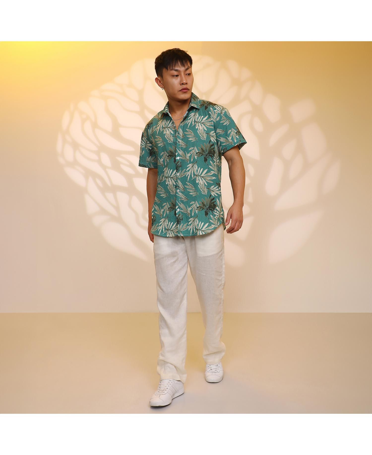 Men's Sea Green Breezy Foliage Shirt