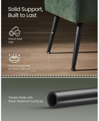 Mid-Century Modern Storage Ottoman Bench with Steel Legs, Black