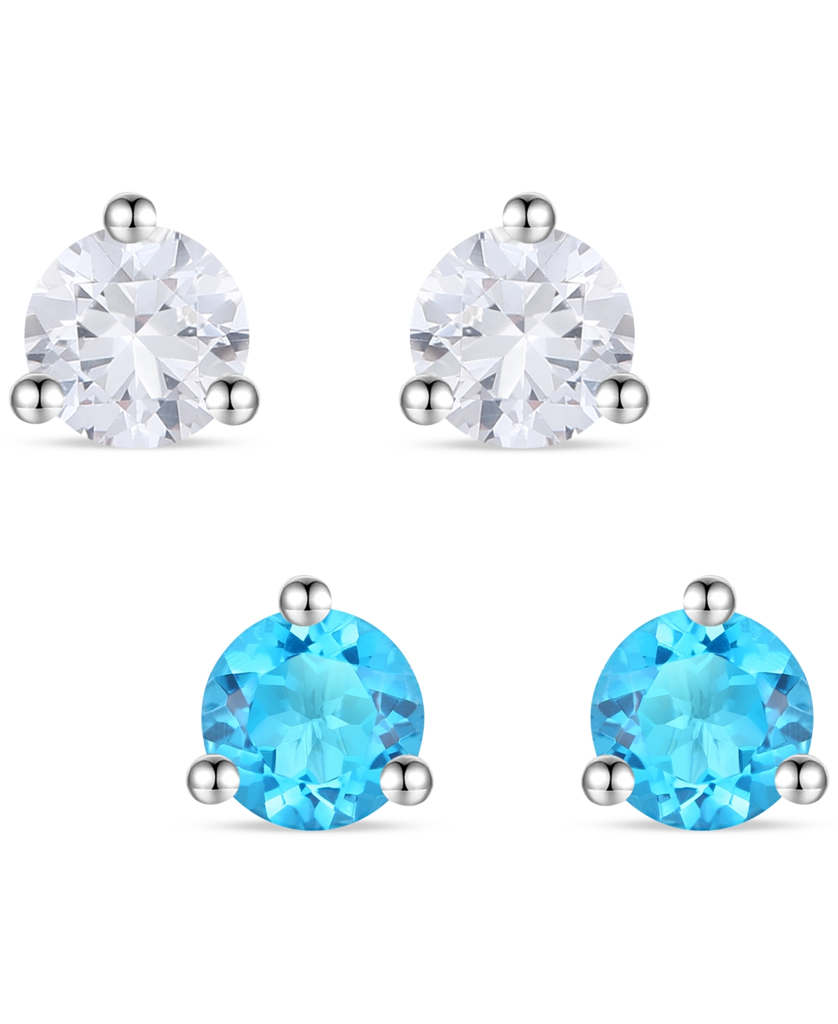 Lab Grown 2-Pc. Set Lab Grown Blue Sapphire (1/3 ct. t.w.) & Lab Grown White Sapphire (1/3 ct. t.w.) Stud Earrings in Sterling Silver (Also available 