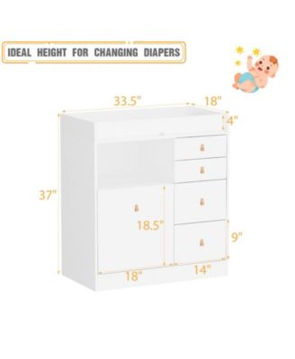 Changing Table With 5-Drawers,Kids Dresser with Shelf