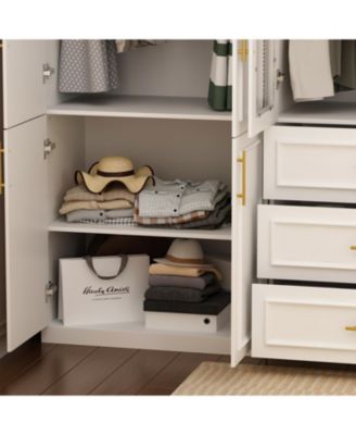 8-Door Big Armoires with Hanging Rods, Drawers, Shelves