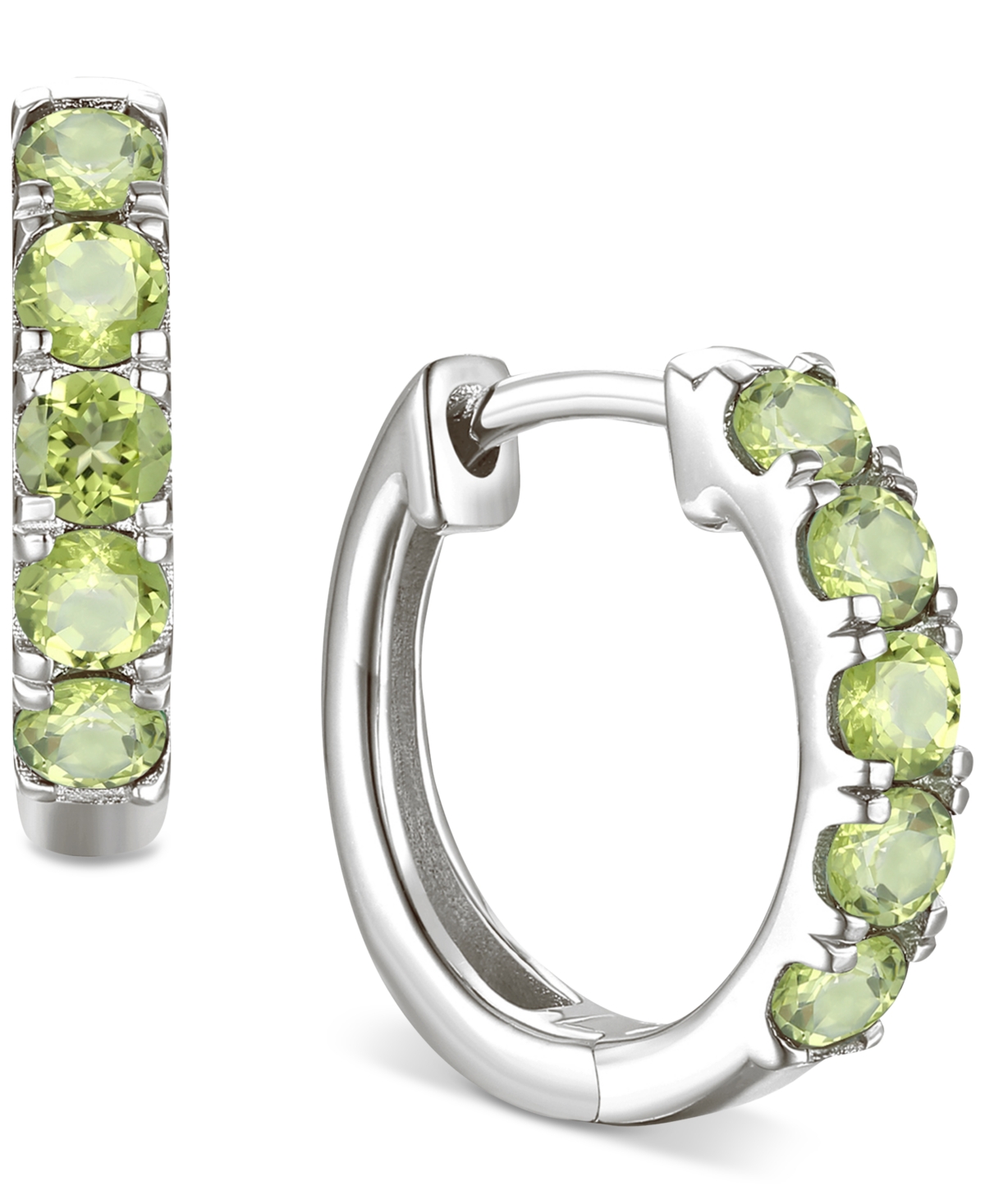 Macy's Lab Grown Ruby Five Stone Small Hoop Earrings (5/8 Ct. T.w.) In 10k Gold, 0.5" (also Available In Ci In Peridot