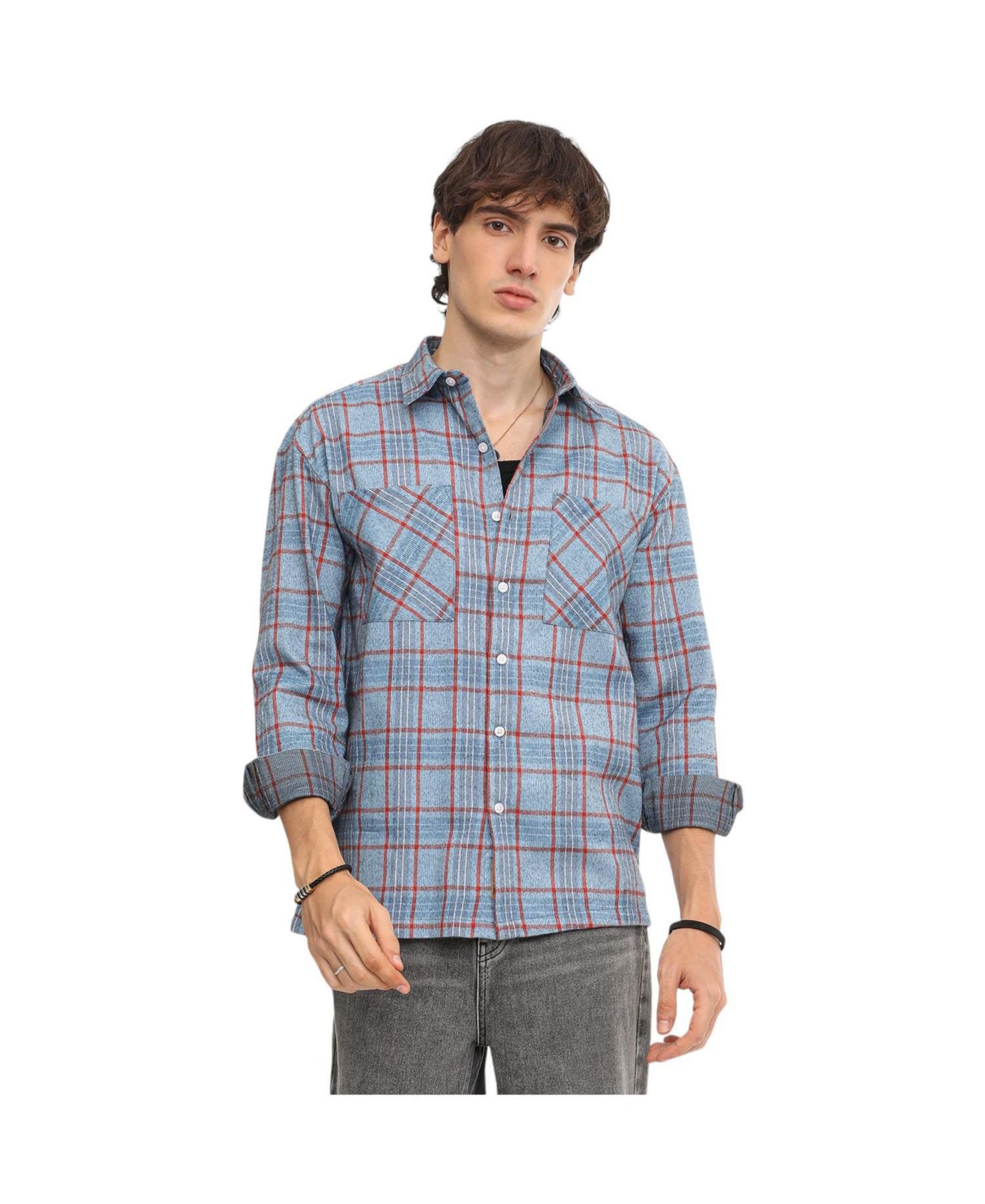 Мужская рубашка Cahoot Campus Sutra Cornflower Blue Tartan Plaid, цвет: Красный — фото 1