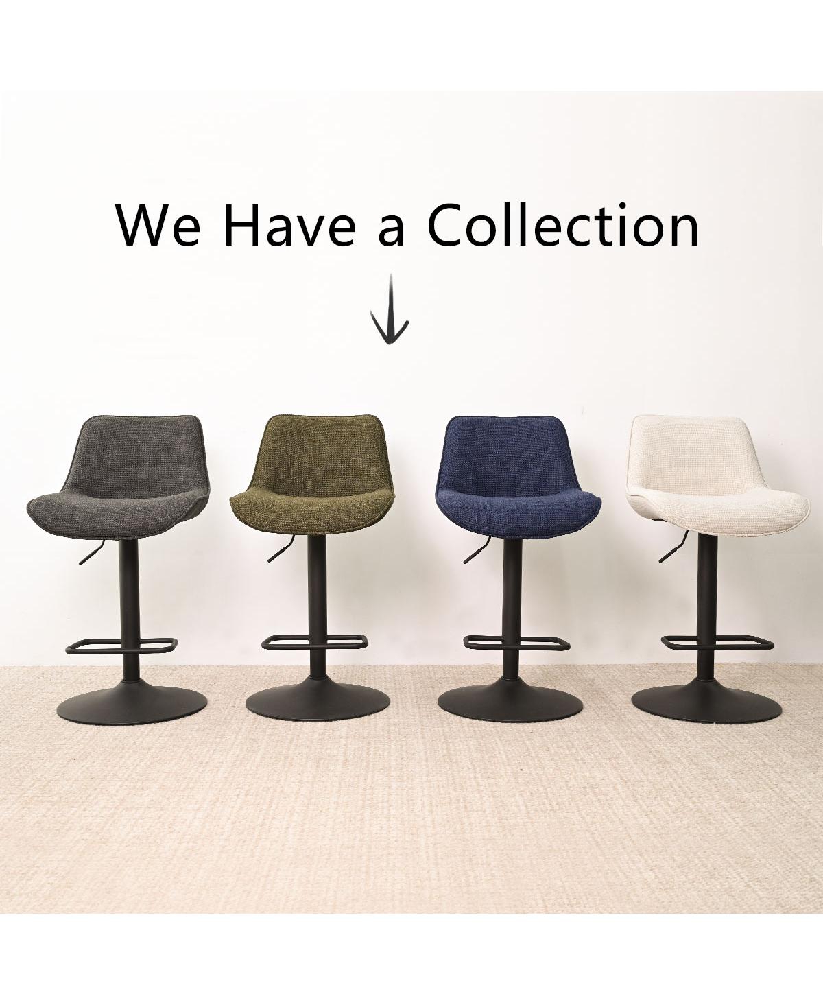 Maison Boucle Set of 2 Fabric Adjustable Bar Stools,360 Swivel Counter Stool with Layered Footrest-Maison Boucle -fabric