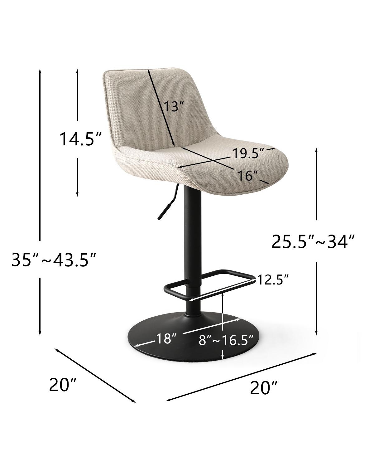 Maison Boucle Set of 2 Fabric Adjustable Bar Stools,360 Swivel Counter Stool with Layered Footrest-Maison Boucle -fabric