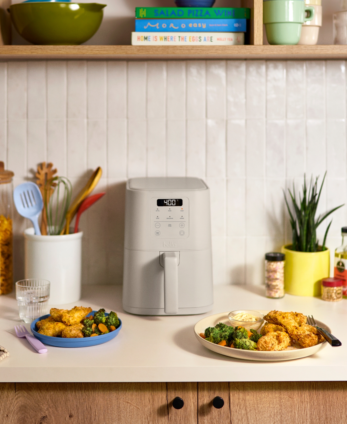 Bella 4 Qt. Long-basket Nonstick Air Fryer In Oatmilk