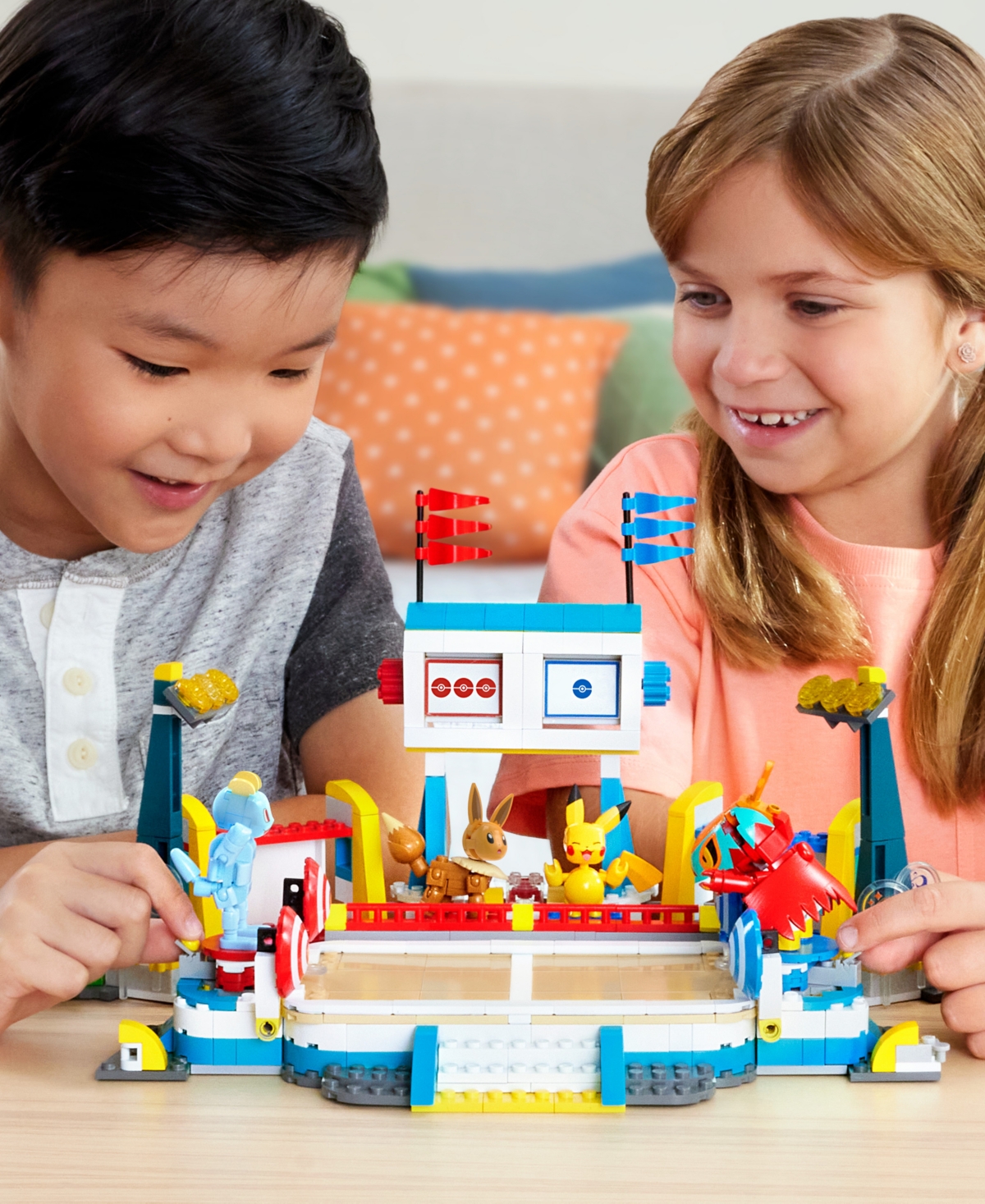 Pokémon Mega Training Stadium Building Toy Kit With 5 Action Figures, 1101 Pieces In Mutli Color
