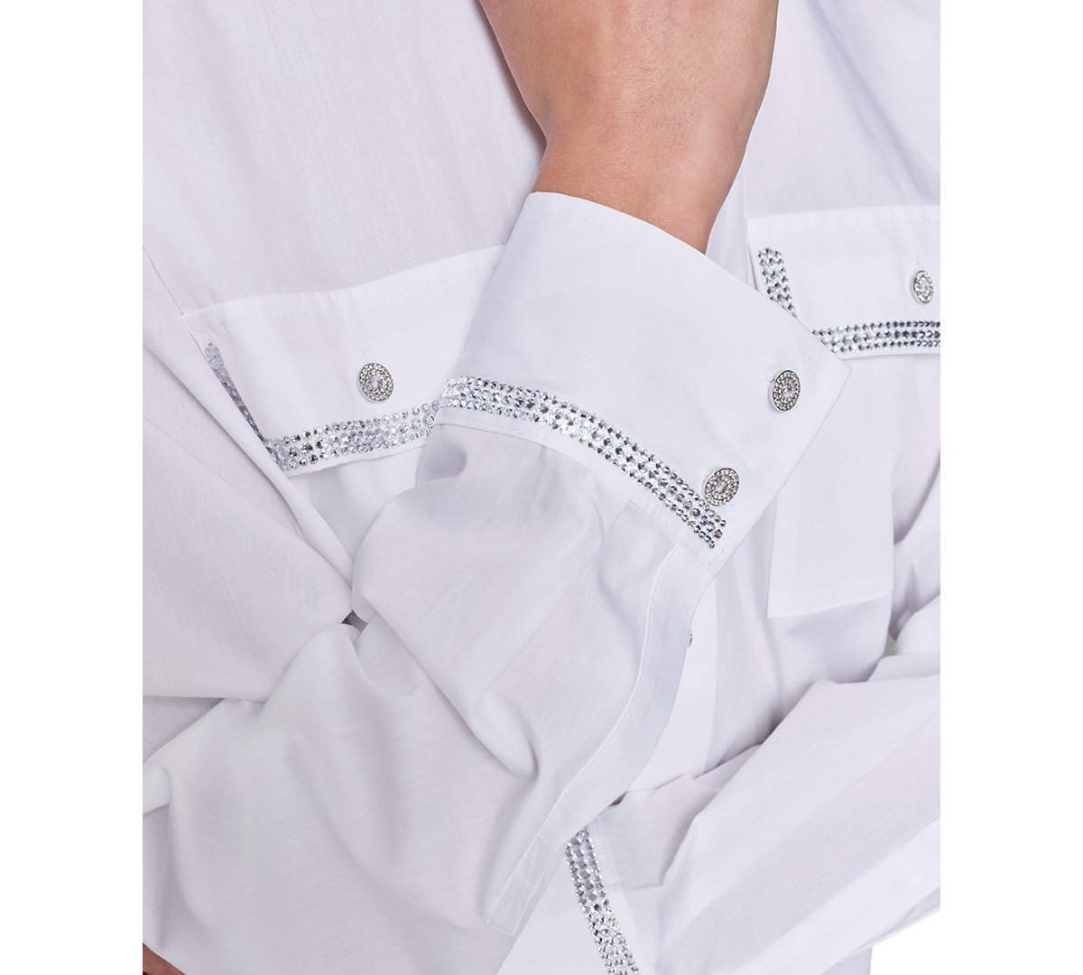 Karl Lagerfeld Paris Women's Embellished Poplin Utility Top