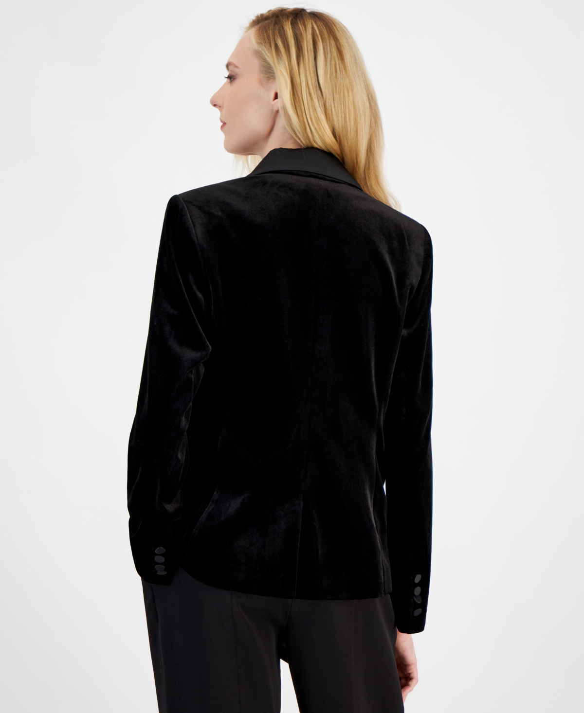 Tahari Asl Women's Velvet Faux Double-Breasted Jacket