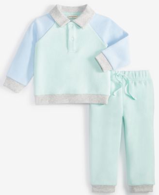First Impressions - Baby Fleece Colorboocked Top & Pants, 2 Piece Set