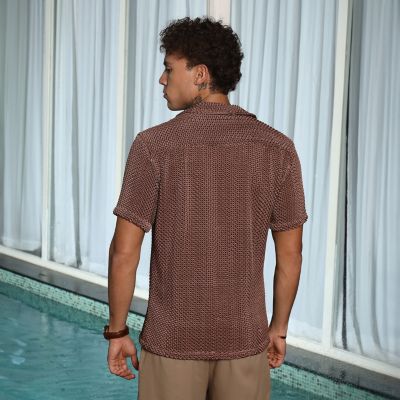Men's Chocolate Brown Puffy-Textured Shirt