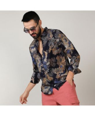 Men's Royal Blue & Midnight Black Paisley Flora Shirt