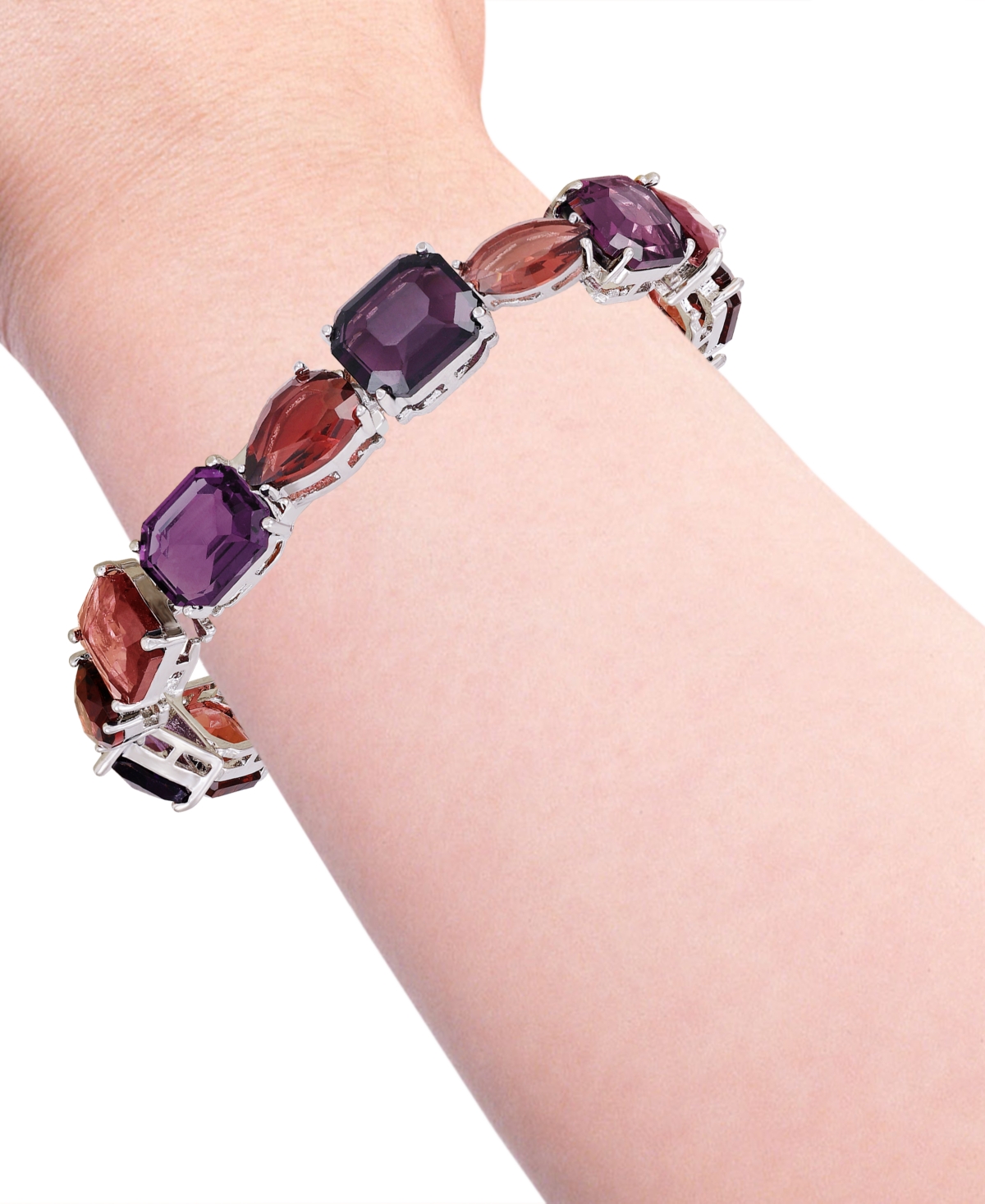 GuessTone Mixed Color Crystal Tennis Bracelet - Silver