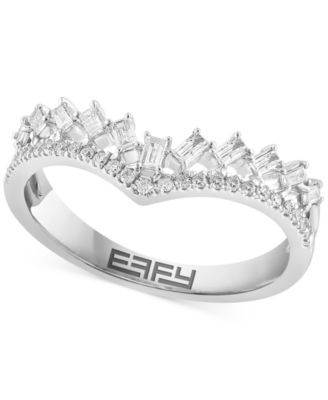 EFFY Collection - Diamond Round & Baguette Chevron Ring  (1/3 ct. t.w.) in 14K White Gold
