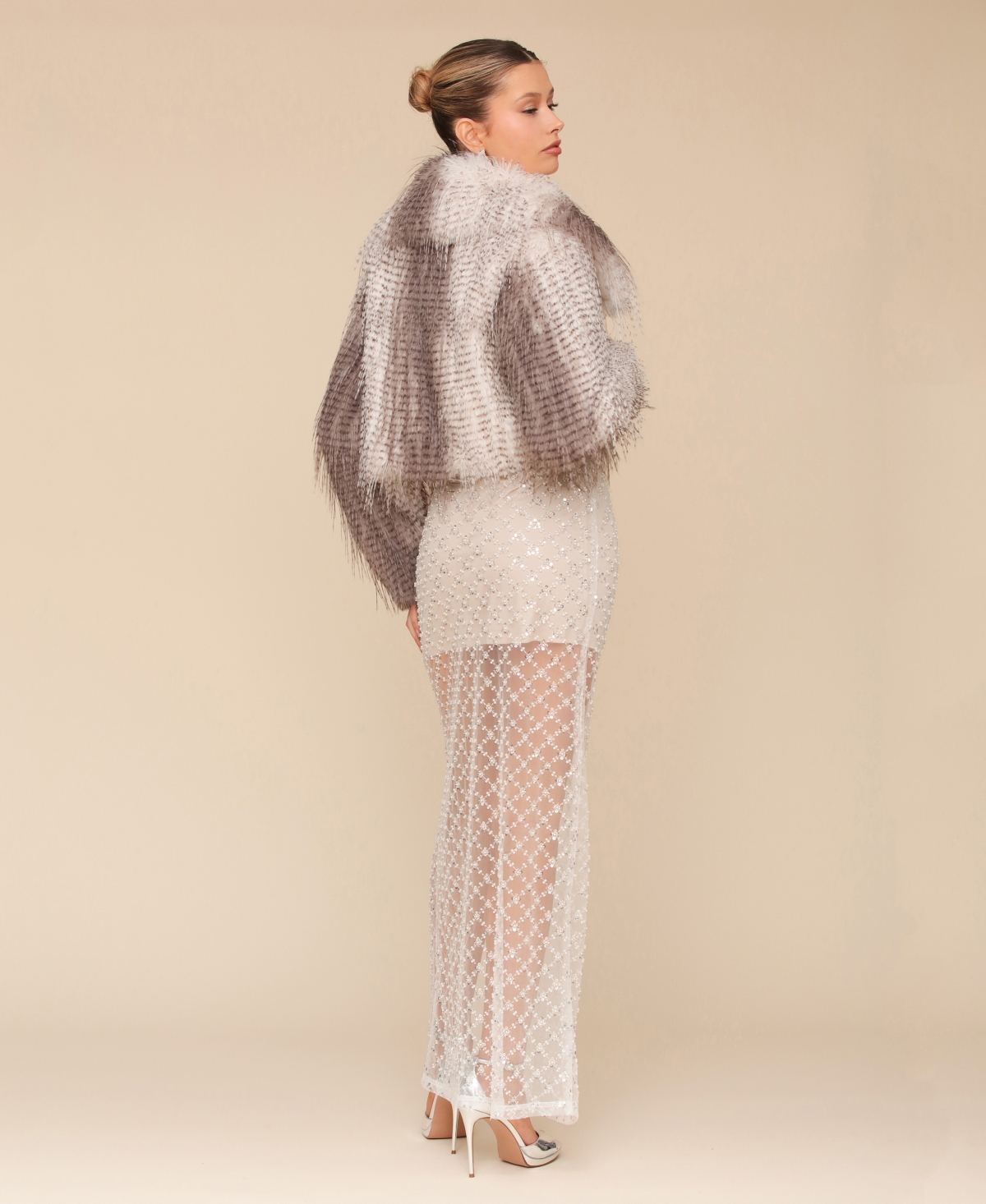 Avec Les Filles Women's Cropped Faux Fur Jacket