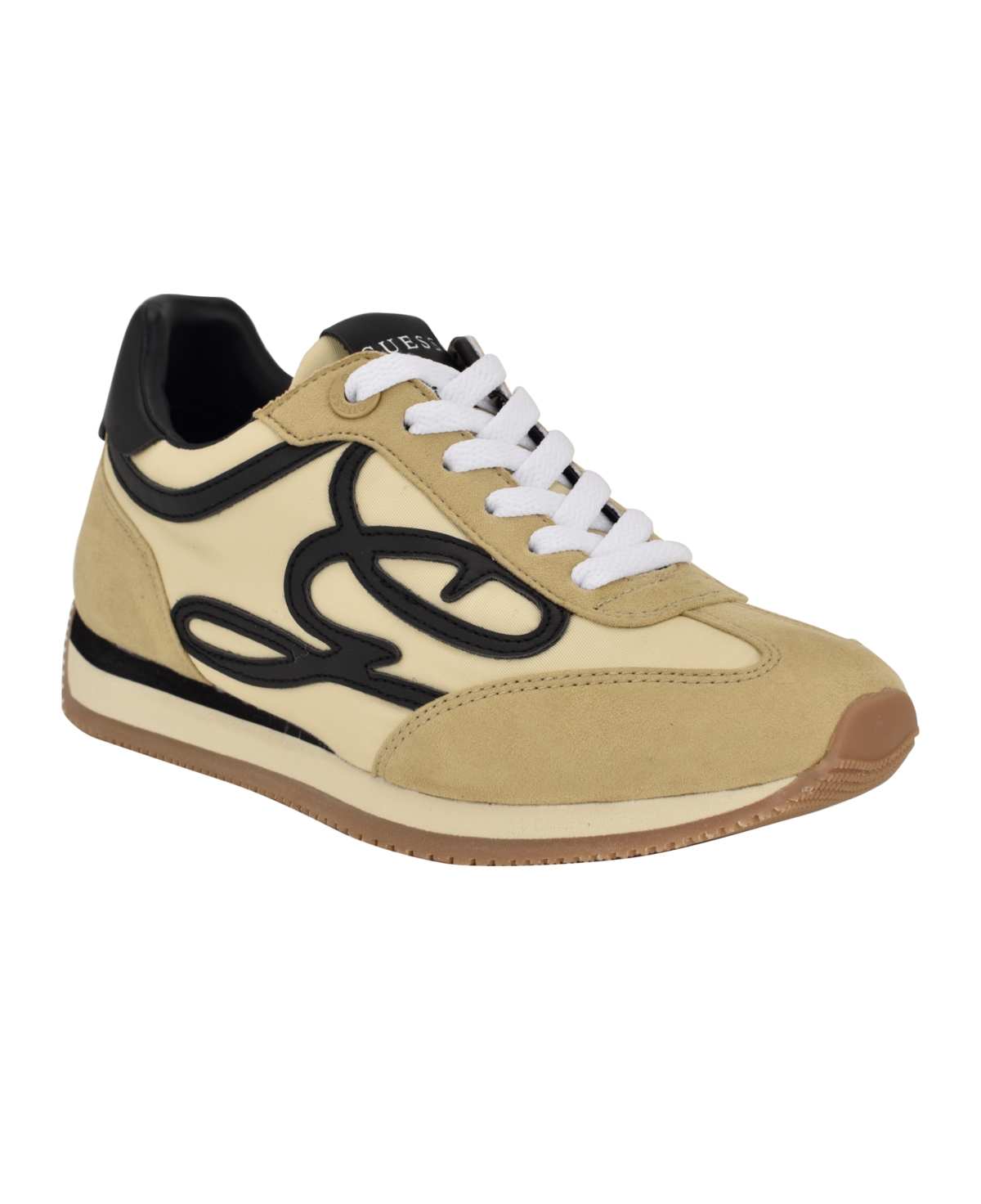 Guess Women's Skroll Logo-appliqued Low Profile Jogger Sneakers In Cognac,black