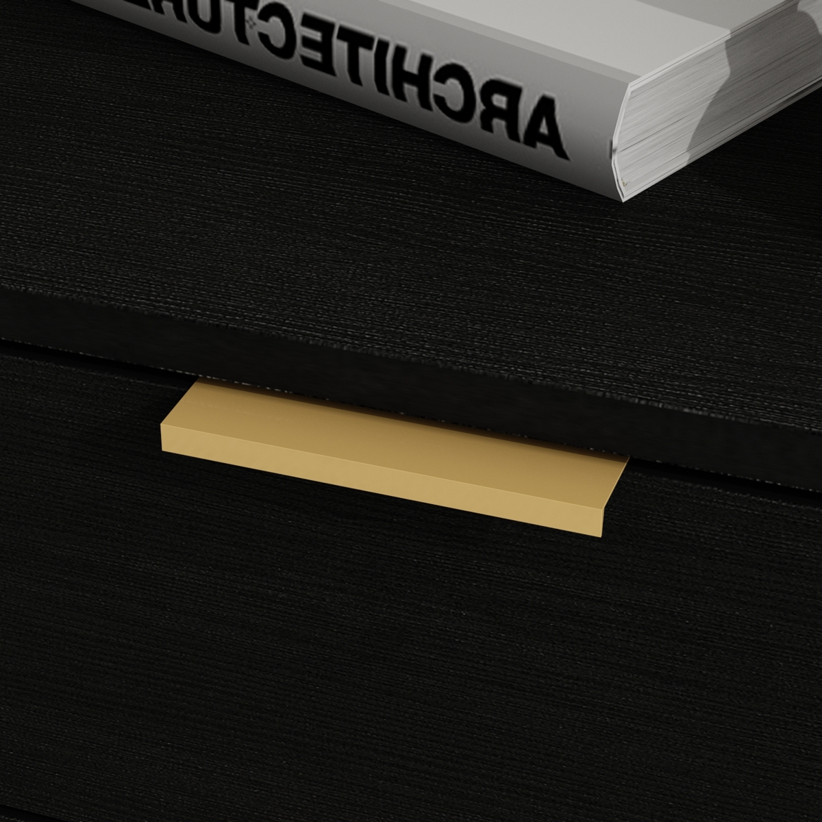 Homsee Black 3 Drawers Storage Cabinet with Golden Pattern Decor