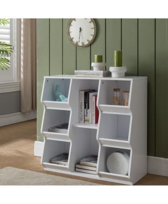 Brookline White Wood Cubby Storage Cabinet Unit