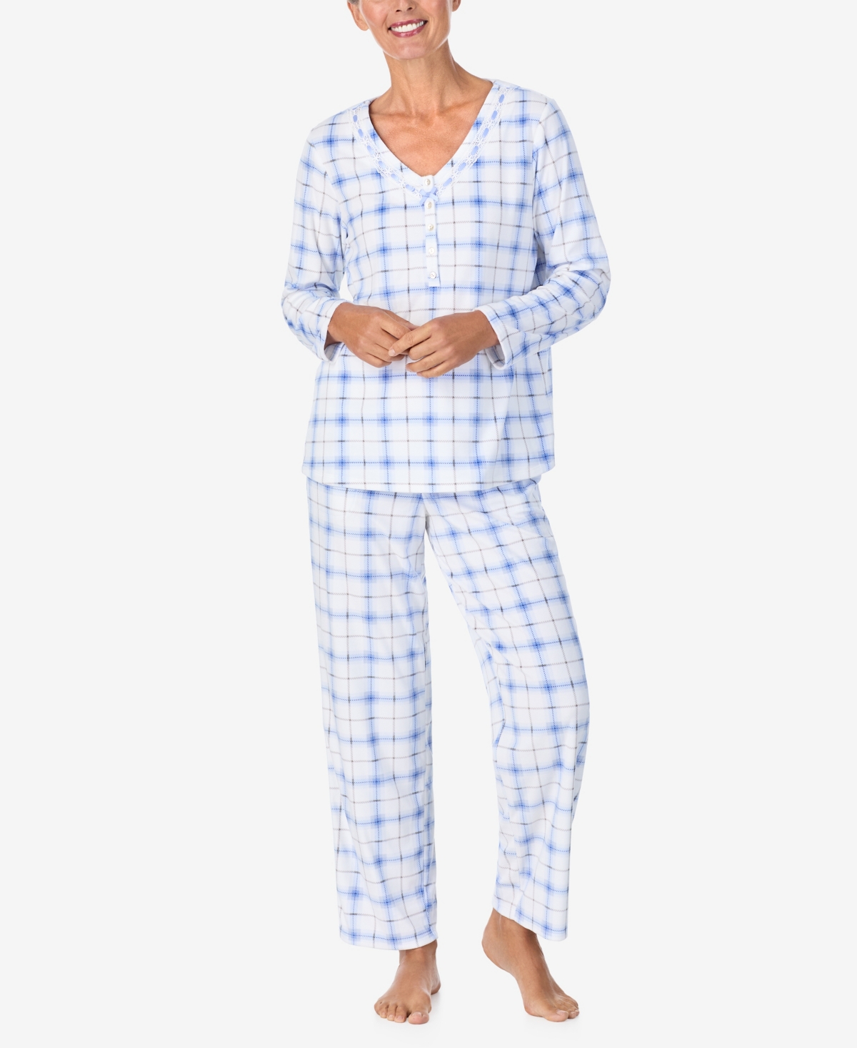 Women's Long Sleeve Pajama Set - Blue Bell Plaid