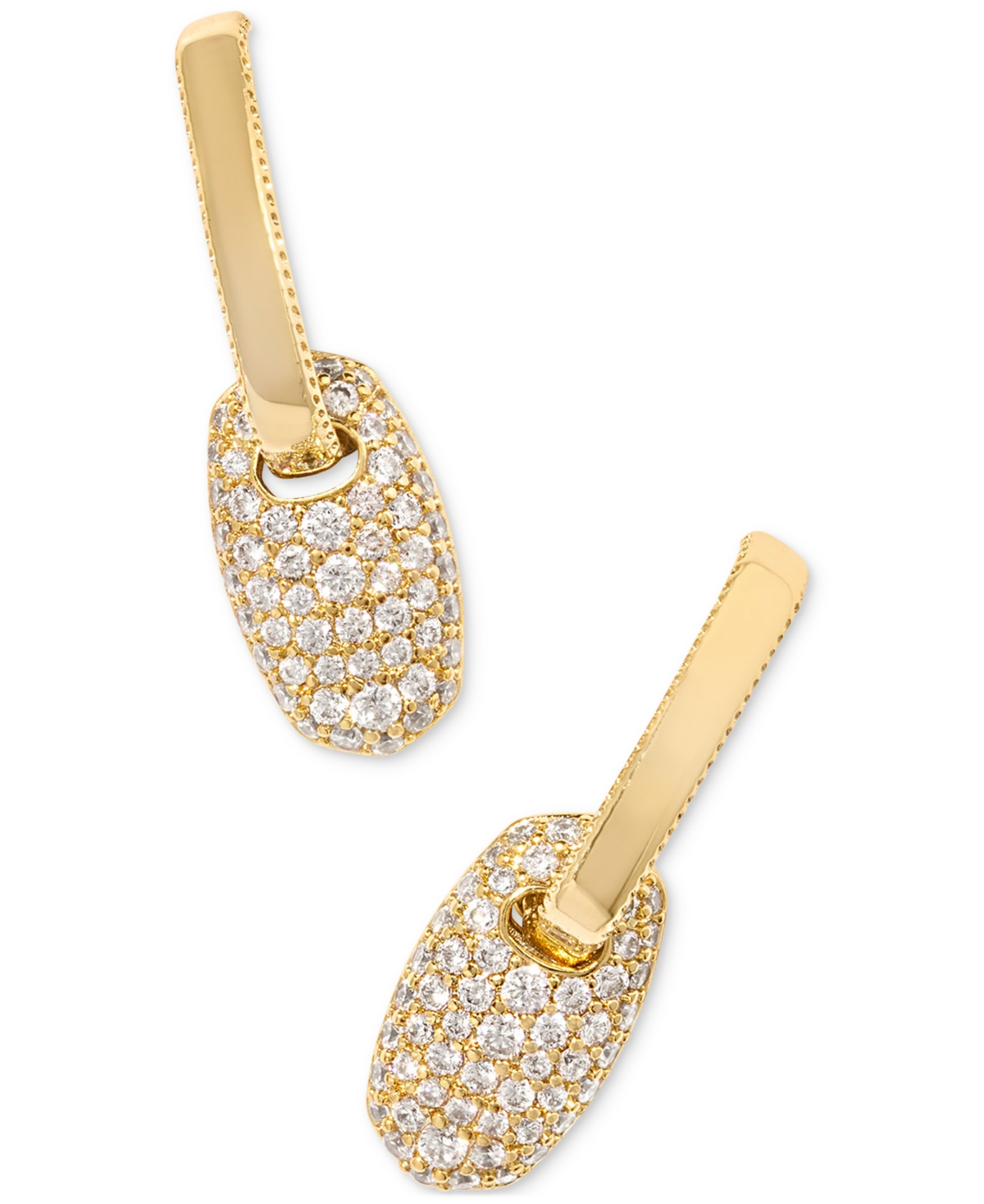 Kendra Scott Pave Link Charm Huggie Hoop Earrings In Gold