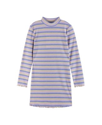 Angie Girls' Knit Hi-Neck Printed Swing Dress - Cute A-Line Dress For Little & Big Girls