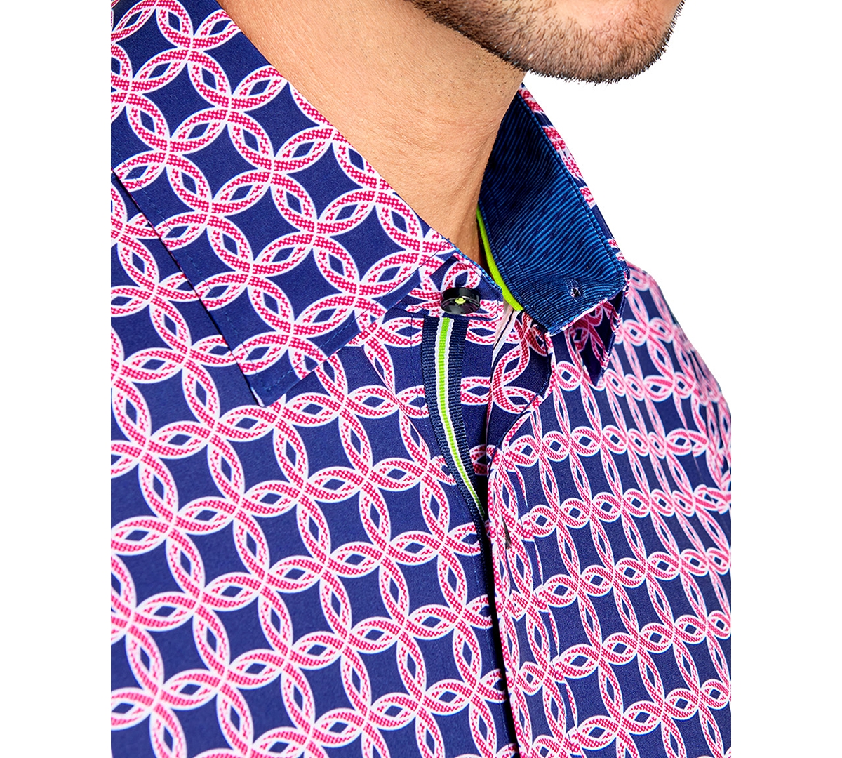 Society of Threads Men's Regular-Fit Non-Iron Performance Stretch Geo Print Button-Down Shirt