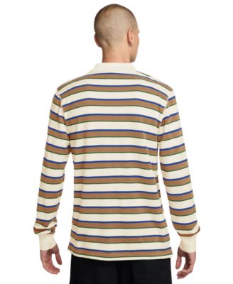 Men's Long-Sleeve Striped Polo Shirt