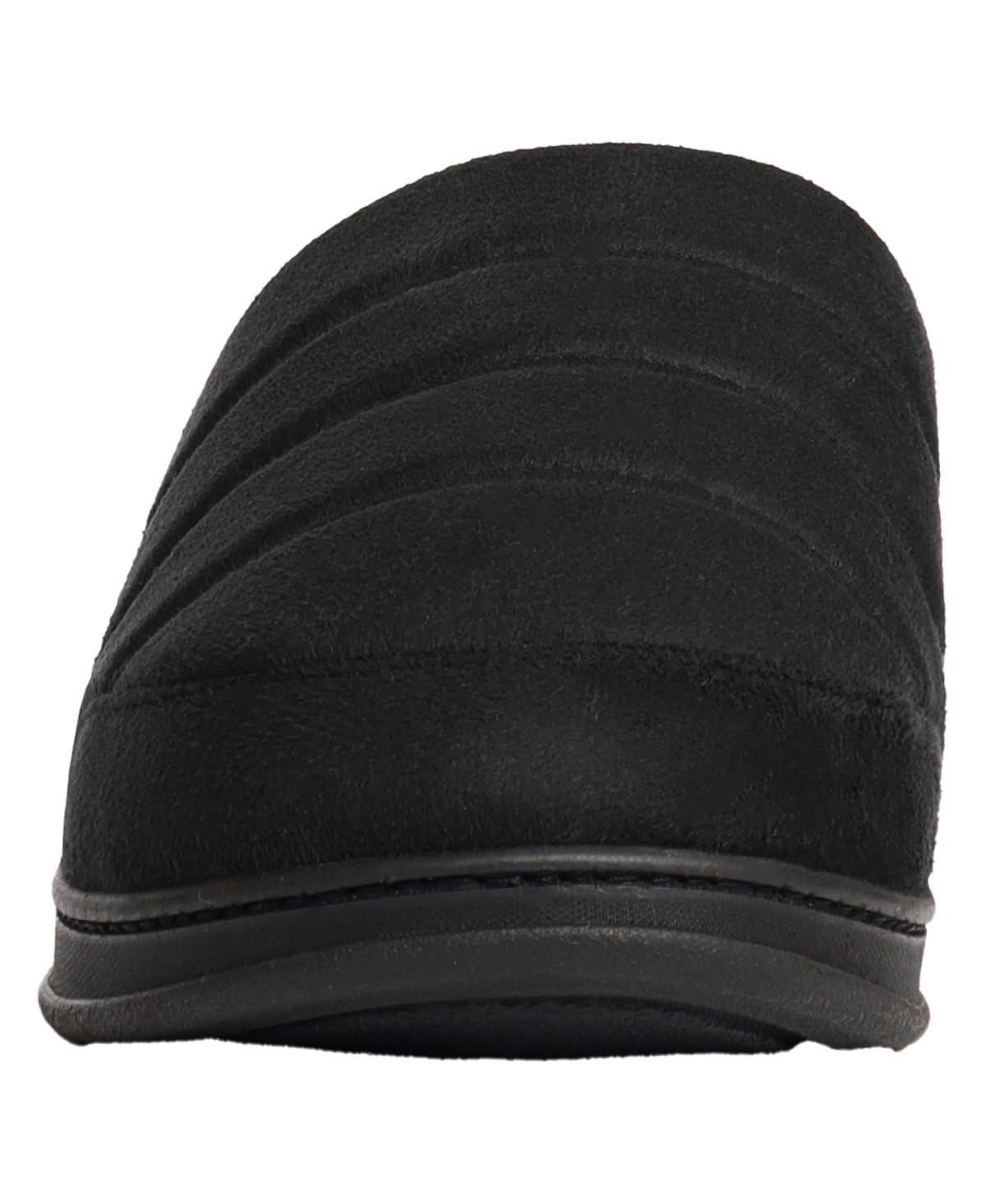 Weatherproof Men's Microsuede Puffer Clog with Tipped Shearling Faux Fur Lining Indoor-Outdoor Sole Slipper