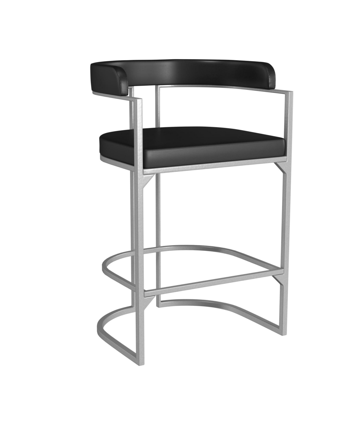 Hillsdale 34.5" Metal And Upholstered Cannonwood Half Moon Shape Height Stool In Silver