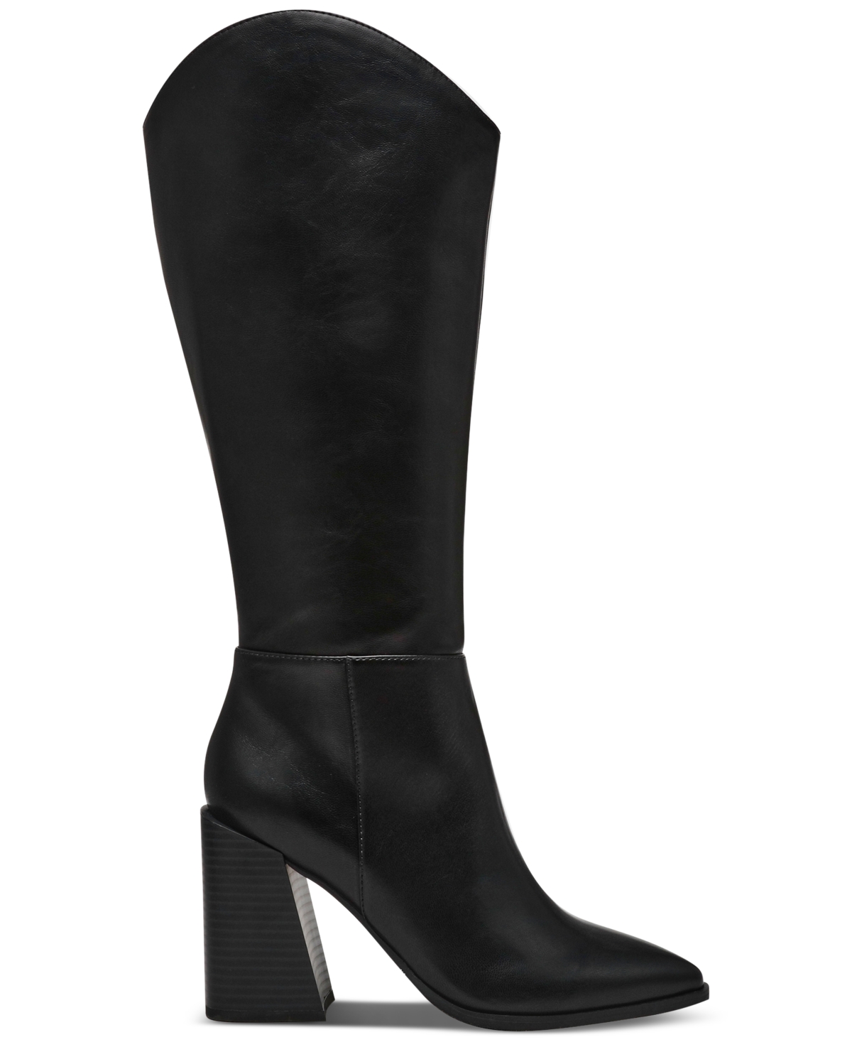 Shop Wild Pair Tati Stacked-heel Boots, Created For Macy's In Black Smooth