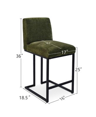 Set of 2 Fabric Counter Height Stools, 25" Seat Height Armless Upholstered Chairs for Kitchen Island-Maison Boucle