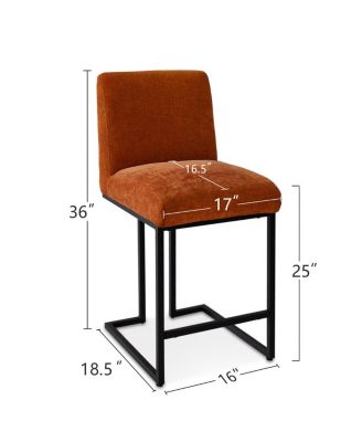 Set of 2 Fabric Counter Height Stools, 25" Seat Height Armless Upholstered Chairs for Kitchen Island-Maison Boucle