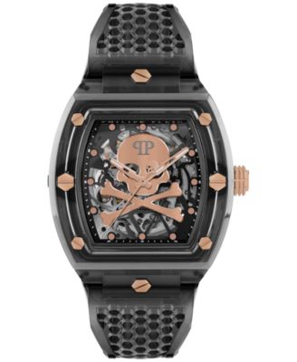 Philipp Plein - Men's Automatic Skeleton Gray TPU Strap Watch 44x56mm