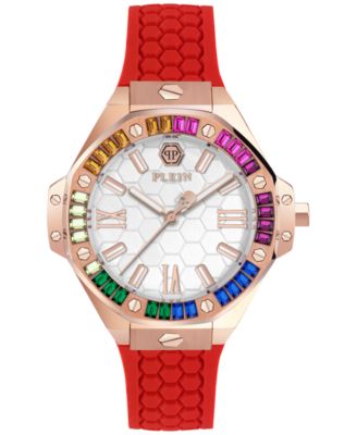 Philipp Plein - Women's Lady Royal Crystal Red Silicone Strap Watch 39mm