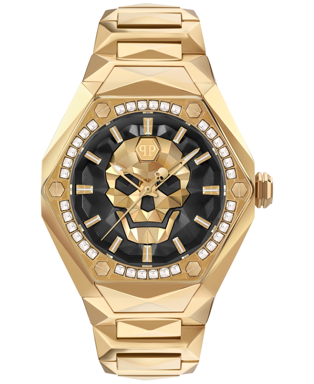 Philipp Plein Men's The Skull Spikes Gold Ion Plated Stainless Steel Bracelet Watch 45mm In Gold