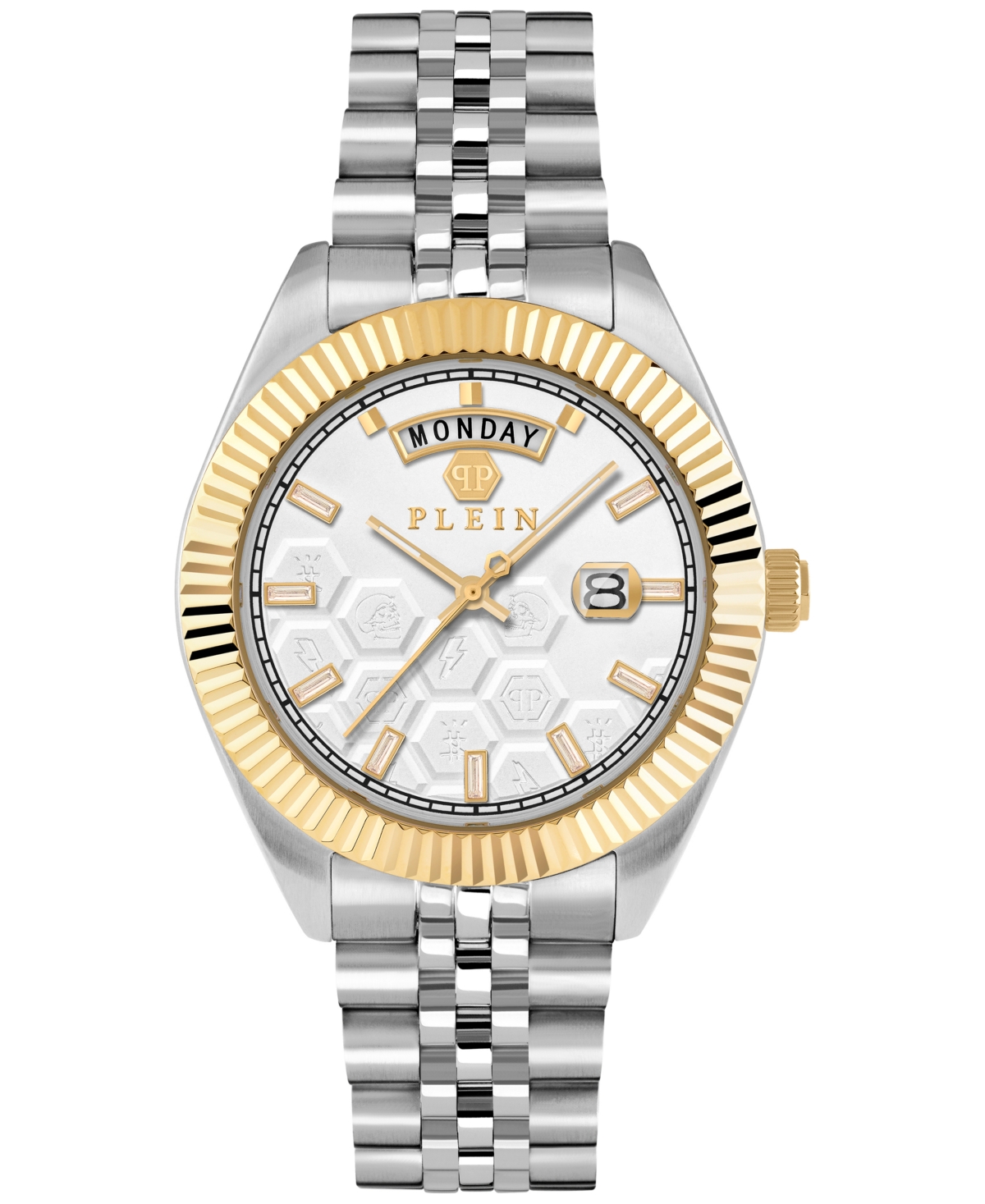 Philipp Plein Date Superlative Crystal Watch In Two Tone